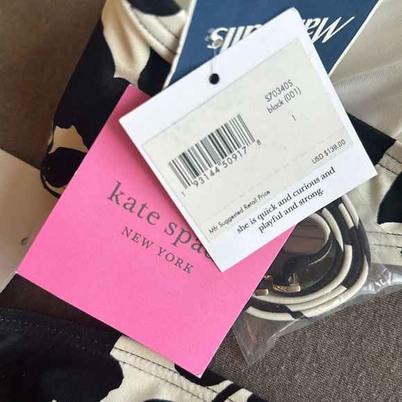 NWT Kate Spade Black & Cream floral Bikini - Picture 4 of 5